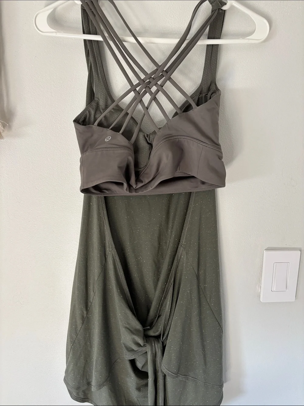 Lululemon Olive Strappy Tank Top with Built-In Shelf Bra